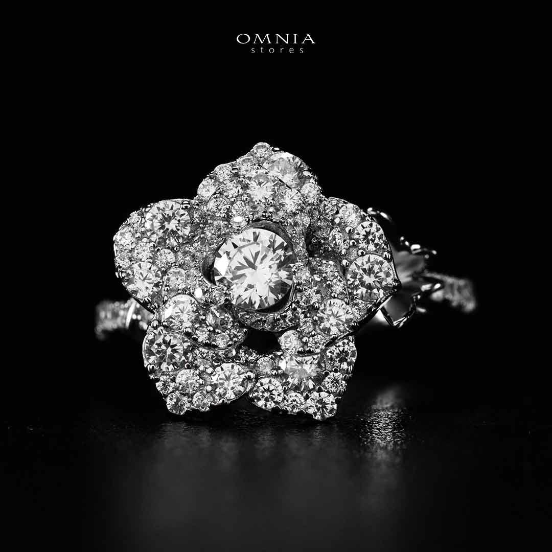 Omnia Haniya White Rose Ring In 925 Silver High Quality Certified Lab Crafted Stones - OMNIASTORES UAE