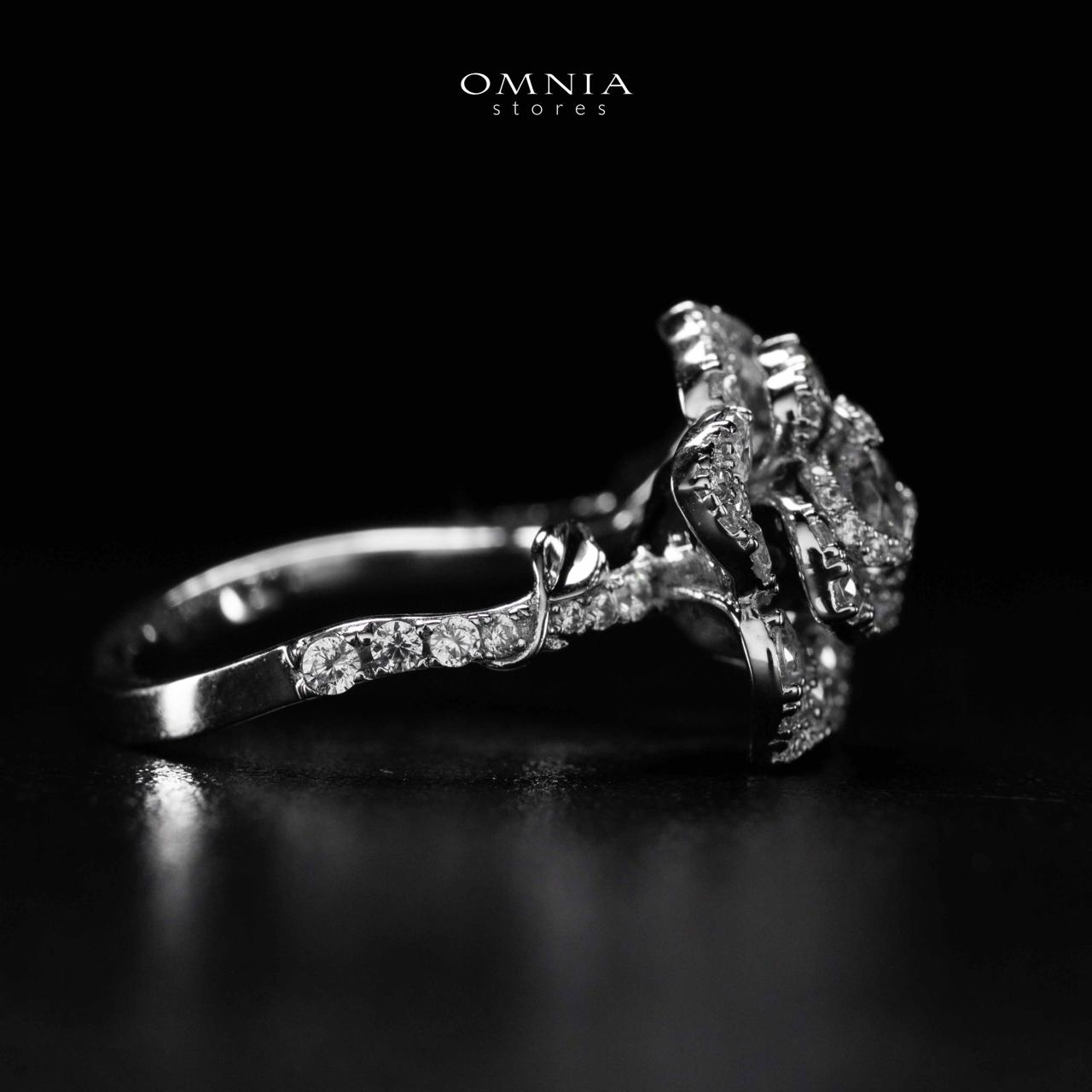 Omnia Haniya White Rose Ring In 925 Silver High Quality Certified Lab Crafted Stones - OMNIASTORES UAE