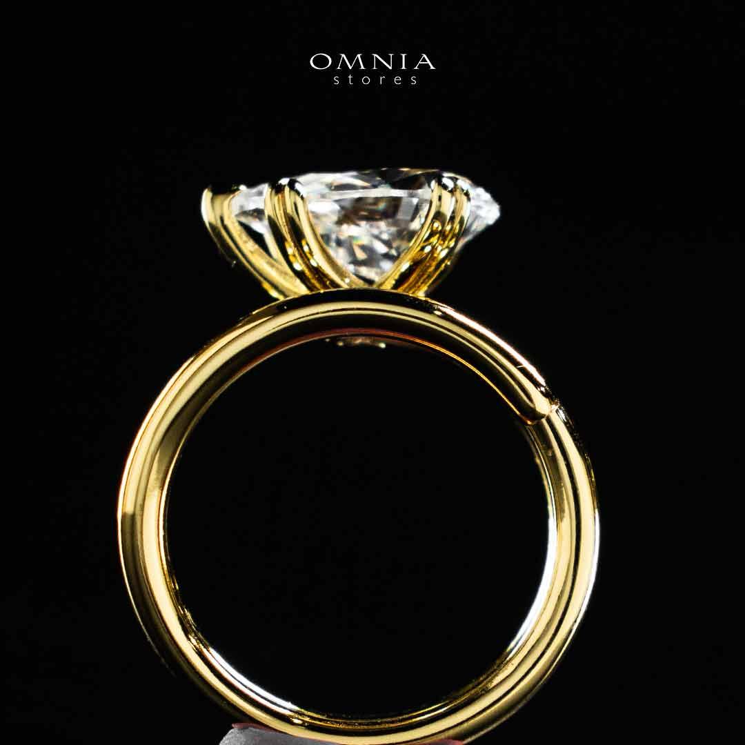 Omnia Nabeela White Golden Ring In 925 Silver High Quality Lab Crafted Pear Cut Stones 4ct - OMNIASTORES KSA