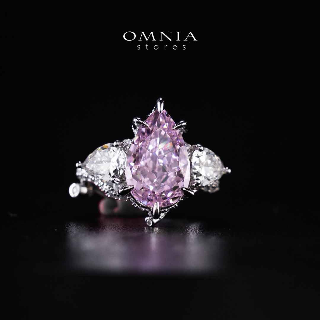 Omnia Fayruz Pink and White Silver Ring In 925 Silver High Quality Certified Lab Crafted Stones - OMNIASTORES UAE