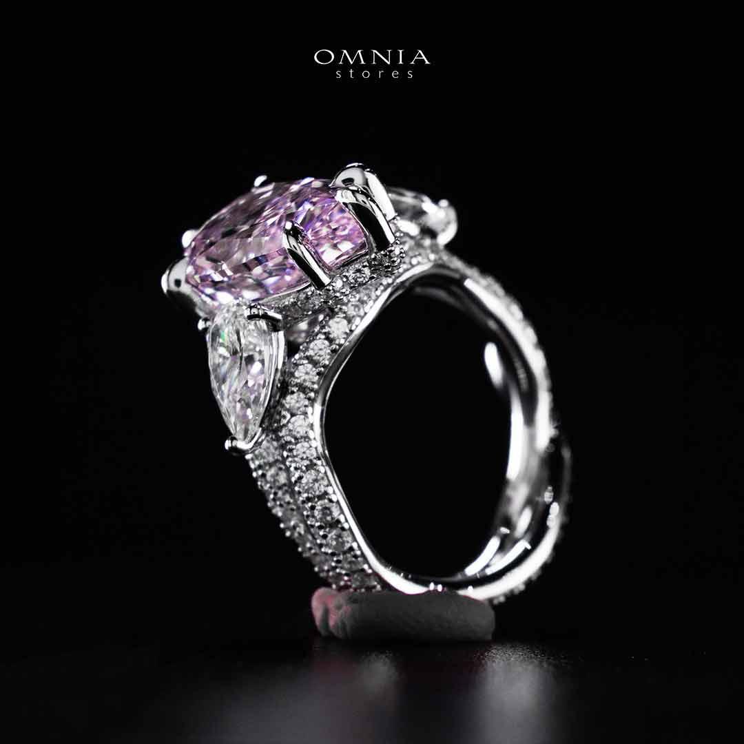 Omnia Fayruz Pink and White Silver Ring In 925 Silver High Quality Certified Lab Crafted Stones - OMNIASTORES UAE