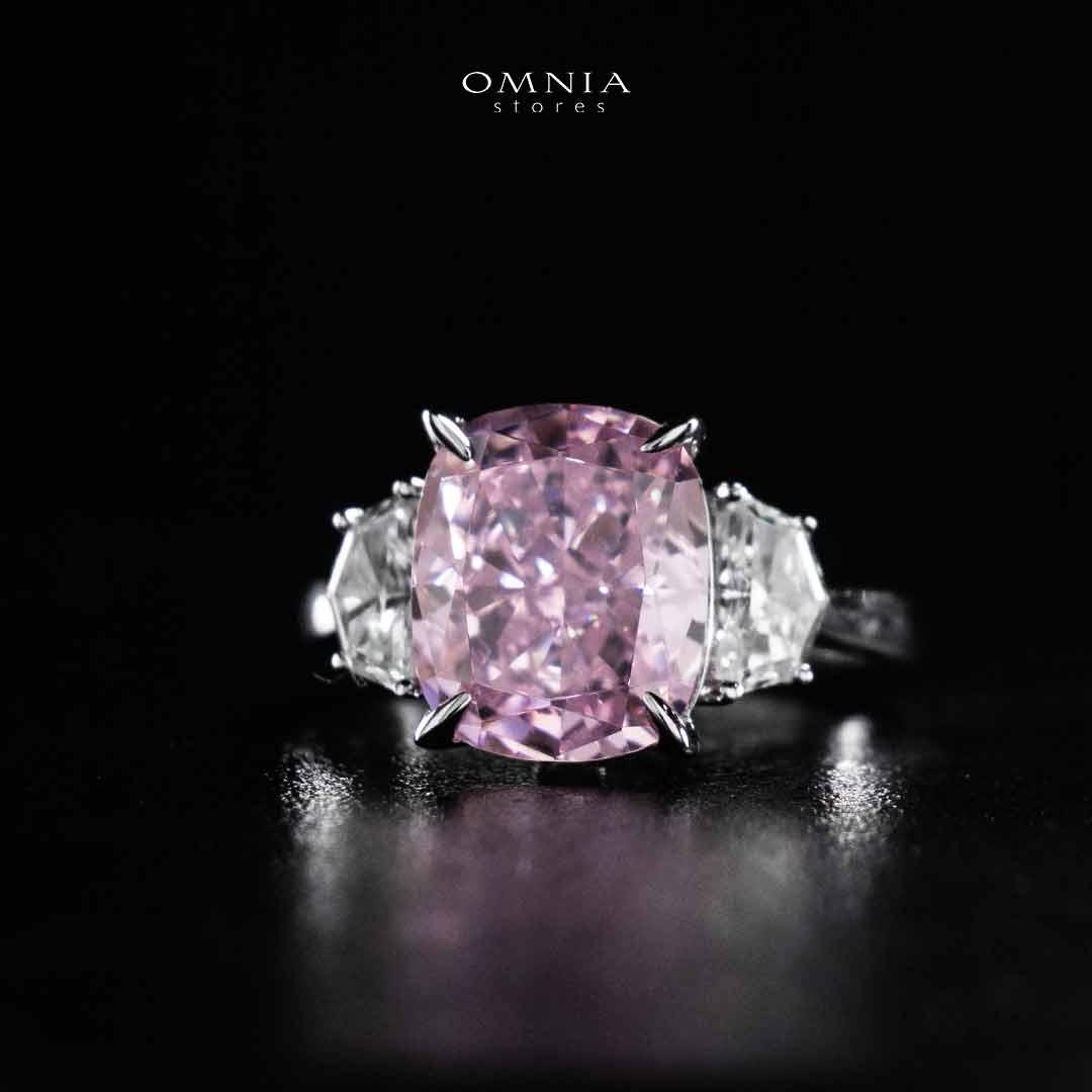 Omnia Safina Pink and White Silver Ring In 925 Silver High Quality Certified Lab Crafted Stones - OMNIASTORES UAE
