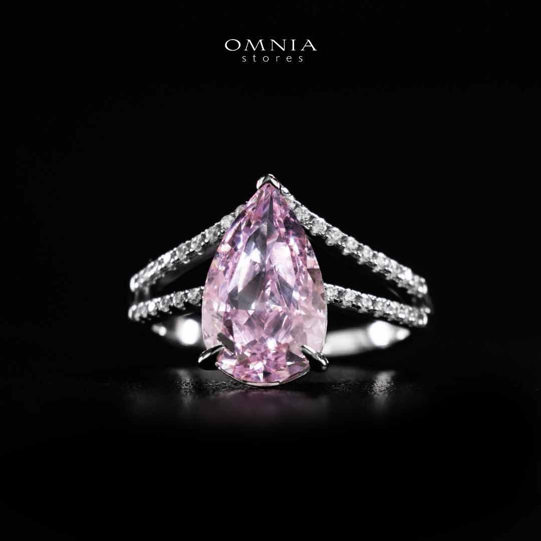 Omnia Zahina Pink and White Silver Ring In 925 Silver High Quality Certified Lab Crafted Stones - OMNIASTORES UAE
