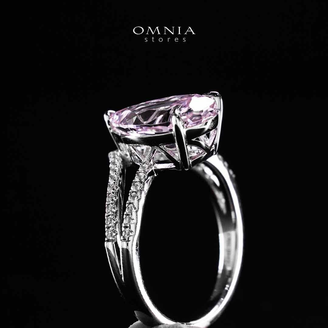 Omnia Zahina Pink and White Silver Ring In 925 Silver High Quality Certified Lab Crafted Stones - OMNIASTORES UAE