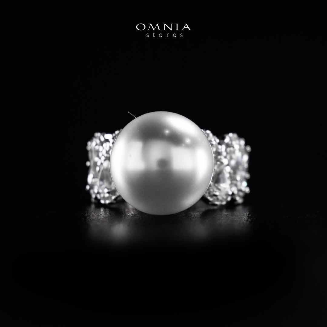 Omnia Salima Pearl White Silver Ring In 925 Silver High Quality Lab Crafted Stones - OMNIASTORES UAE