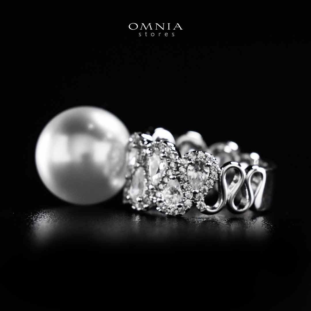 Omnia Salima Pearl White Silver Ring In 925 Silver High Quality Lab Crafted Stones - OMNIASTORES UAE