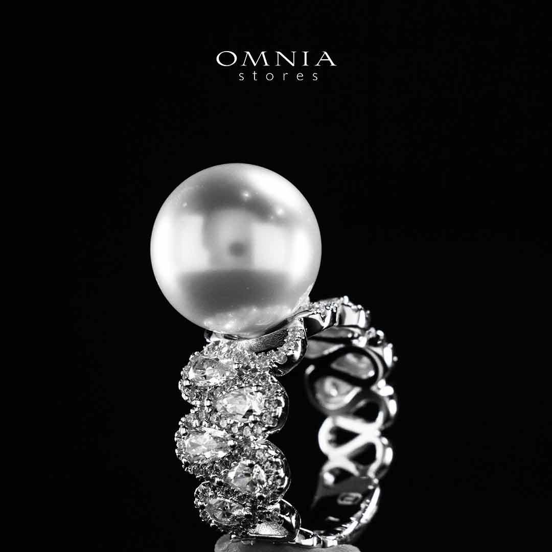 Omnia Salima Pearl White Silver Ring In 925 Silver High Quality Lab Crafted Stones - OMNIASTORES UAE