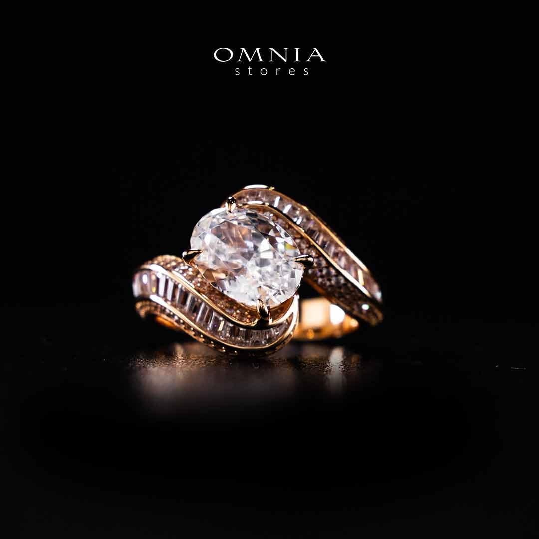 Omnia Rameen Rose Gold Twist Ring In 925 Silver High Quality Certified Lab Crafted Stones - OMNIASTORES UAE