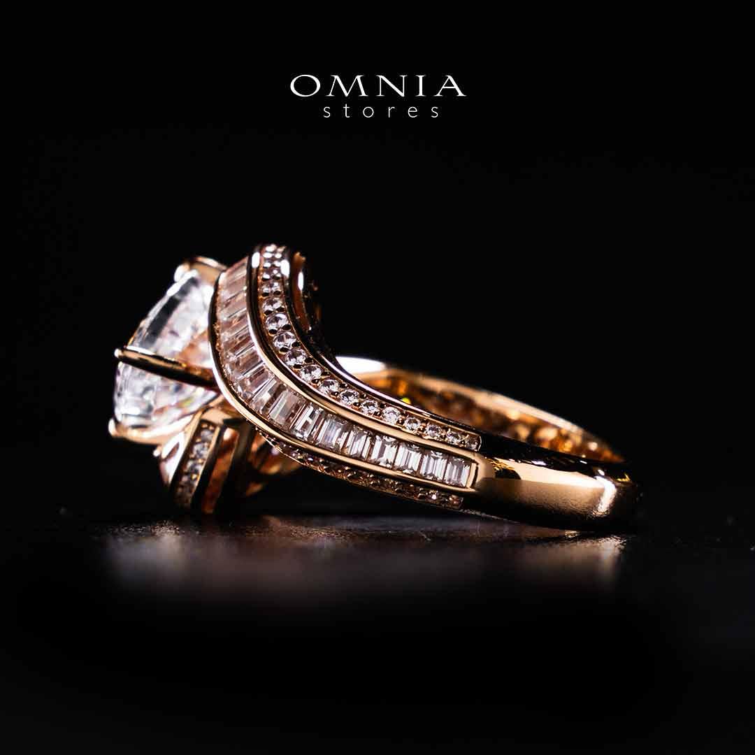 Omnia Rameen Rose Gold Twist Ring In 925 Silver High Quality Certified Lab Crafted Stones - OMNIASTORES UAE