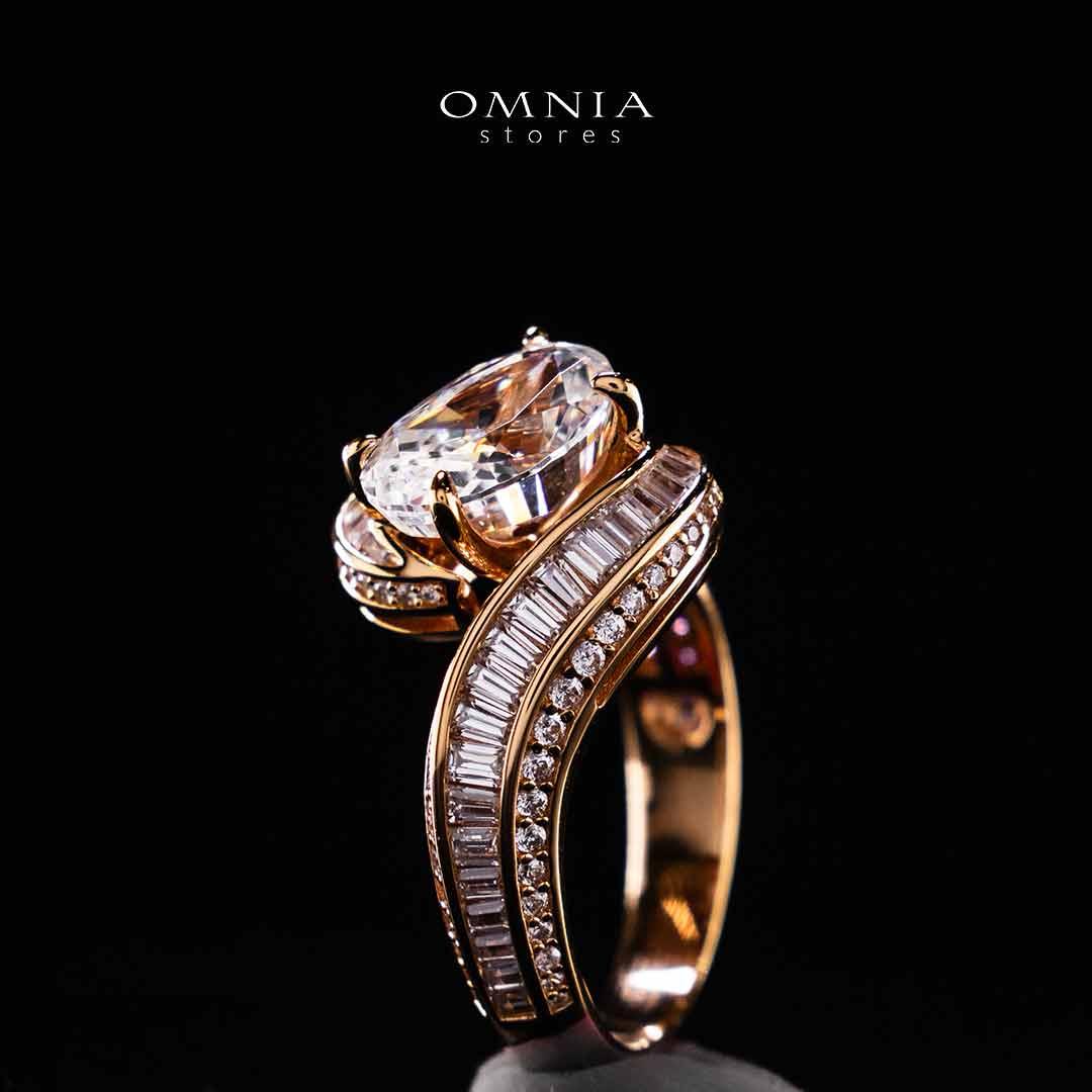 Omnia Rameen Rose Gold Twist Ring In 925 Silver High Quality Certified Lab Crafted Stones - OMNIASTORES UAE