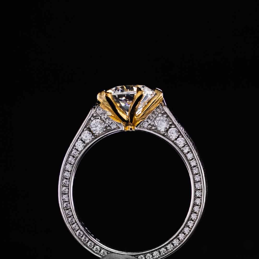 Omnia Mahnoor Gold With Silver Ring In 925 Silver High Quality Certified Lab Crafted Stones - OMNIASTORES UAE