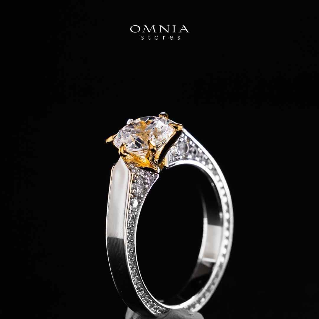 Omnia Mahnoor Gold With Silver Ring In 925 Silver High Quality Certified Lab Crafted Stones - OMNIASTORES UAE