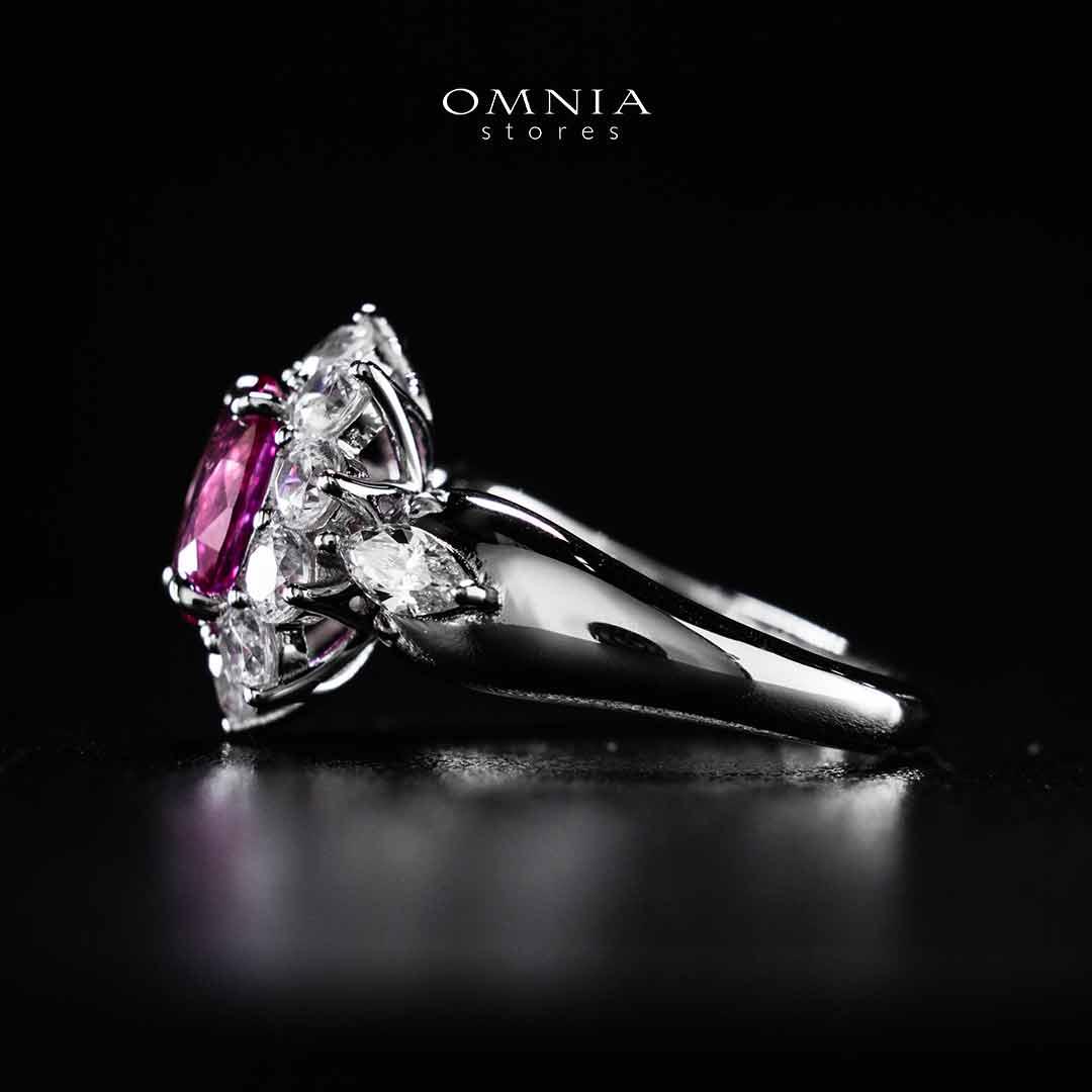 Omnia Zuhaina Flower Purple Silver Ring In 925 Silver High Quality Certified Lab Crafted Stones - OMNIASTORES UAE