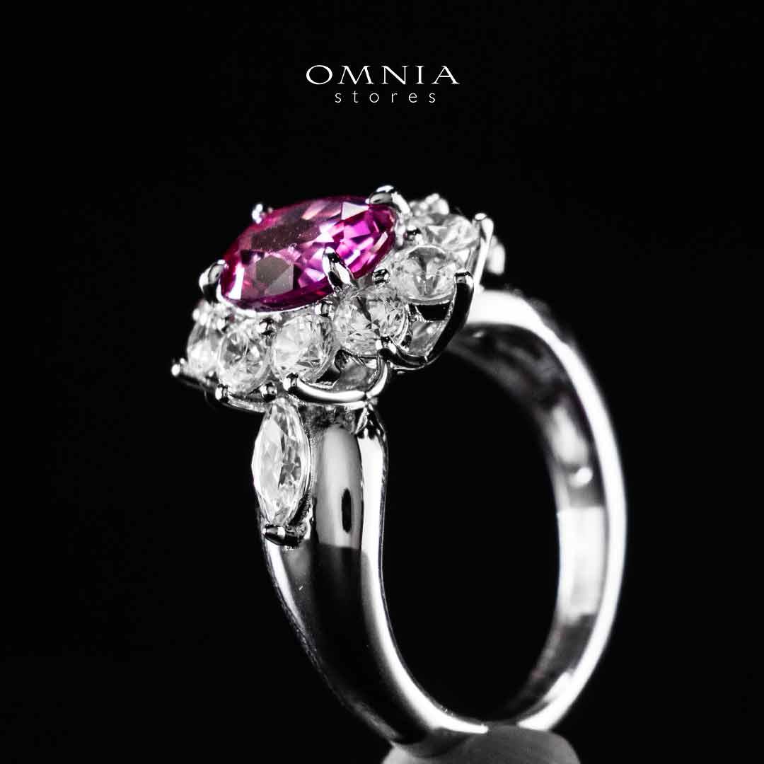 Omnia Zuhaina Flower Purple Silver Ring In 925 Silver High Quality Certified Lab Crafted Stones - OMNIASTORES UAE