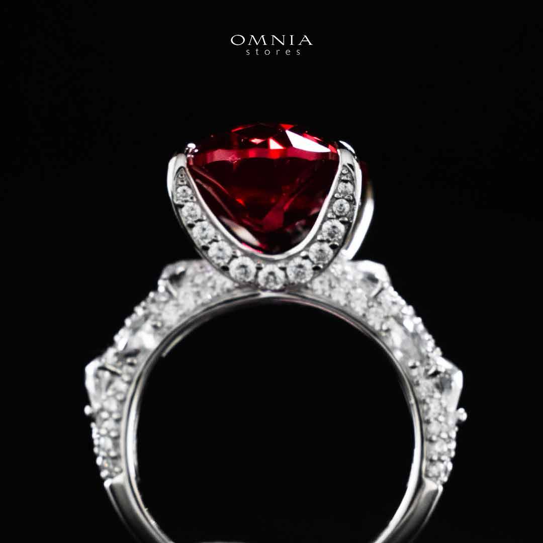 Omnia Hidaya Red Silver Ring In 925 Silver High Quality Certified Lab Crafted Stones - OMNIASTORES UAE