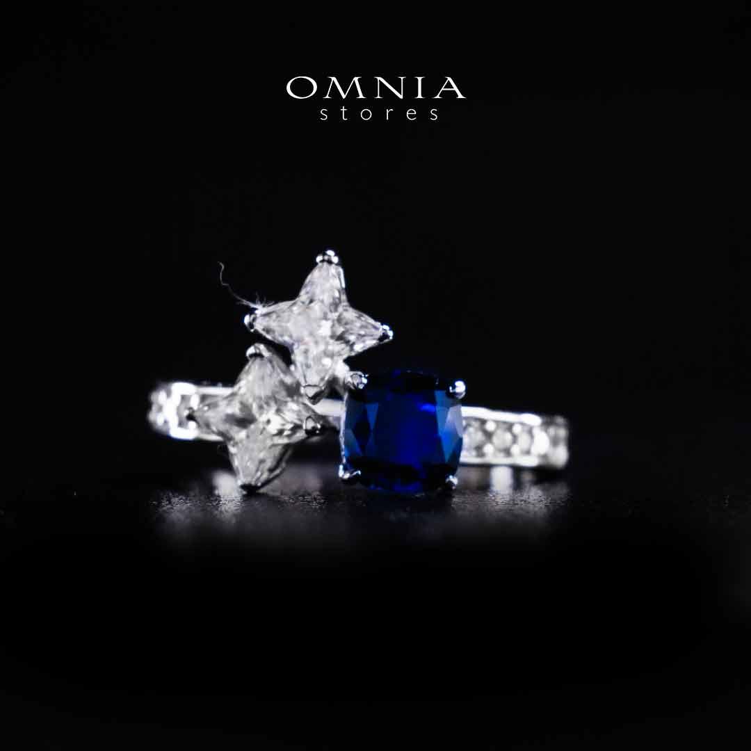 Omnia Rashida Star Blue Silver Ring In 925 Silver High Quality Certified Lab Crafted Stones - OMNIASTORES UAE
