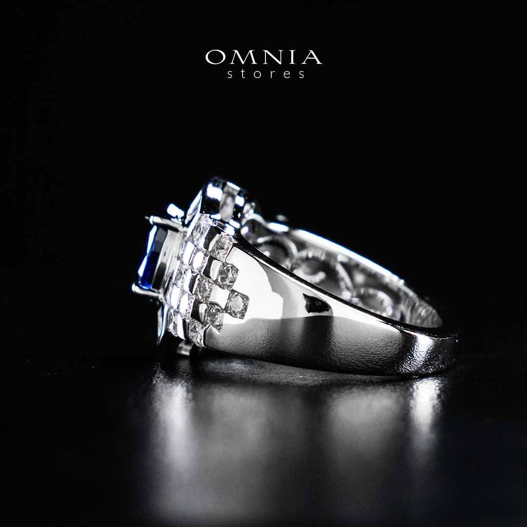 Omnia Zareena Blue Silver Ring In 925 Silver High Quality Certified Lab Crafted Stones - OMNIASTORES UAE
