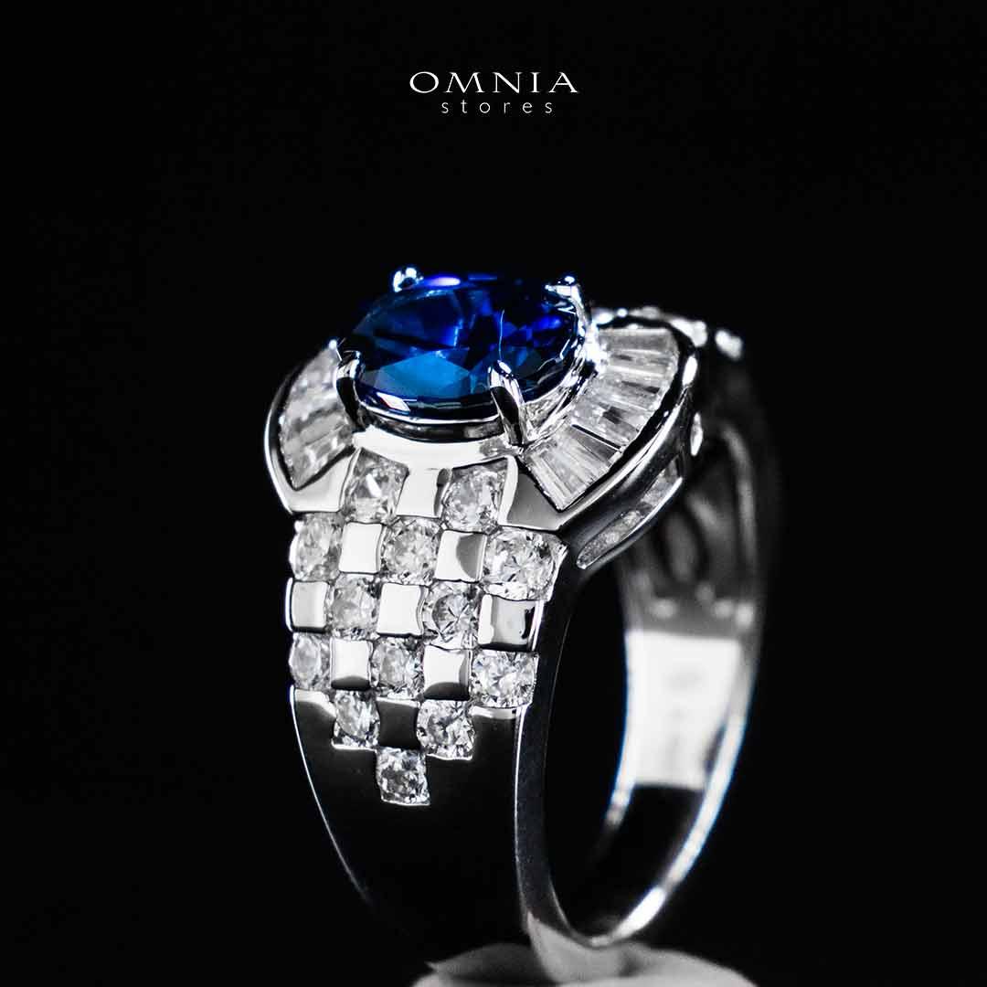 Omnia Zareena Blue Silver Ring In 925 Silver High Quality Certified Lab Crafted Stones - OMNIASTORES UAE