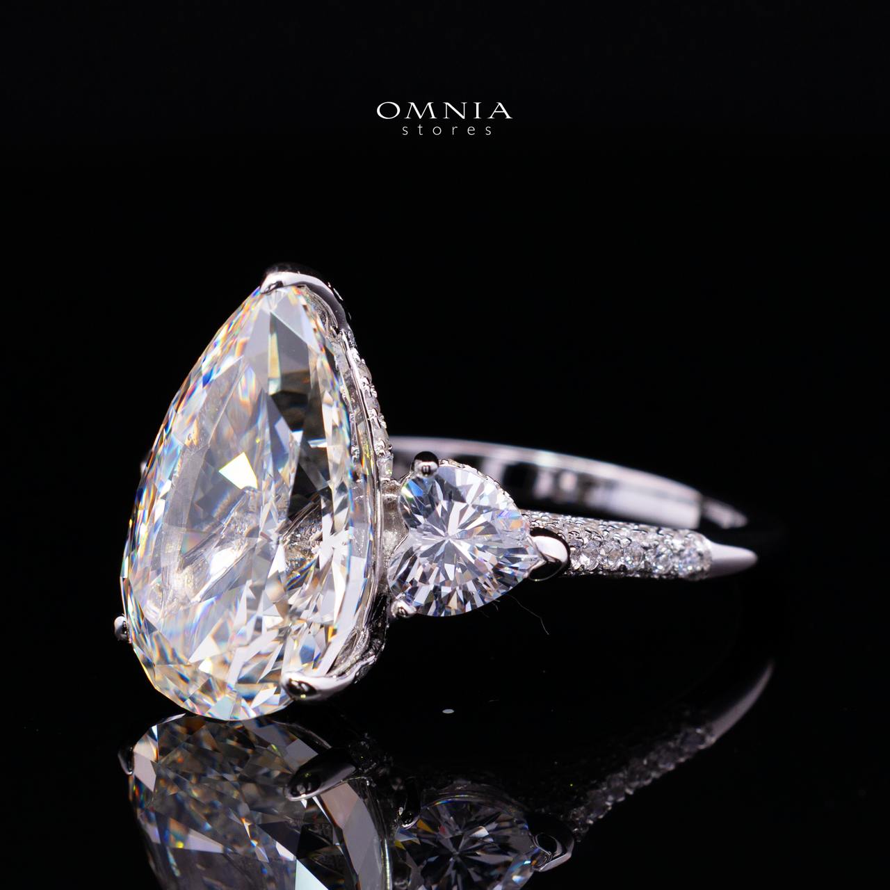 Maxene White Pear-Cut Solitaire Ring in 925 Silver with Premium Simulated diamond