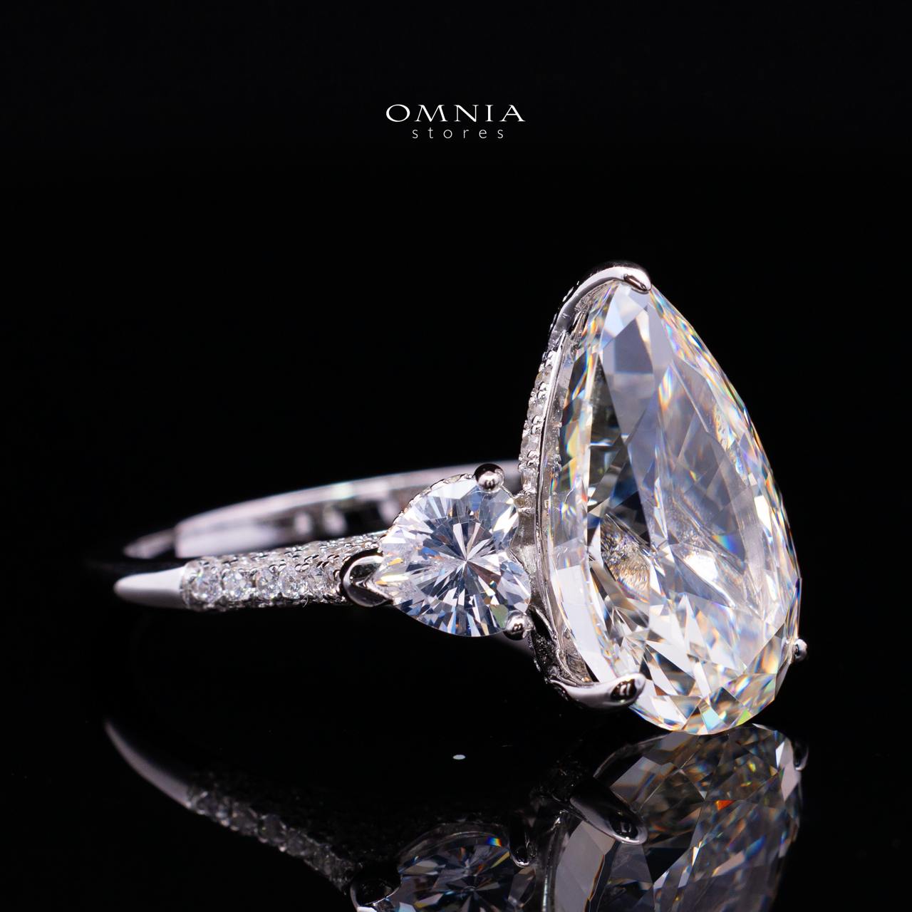 Maxene White Pear-Cut Solitaire Ring in 925 Silver with Premium Simulated diamond
