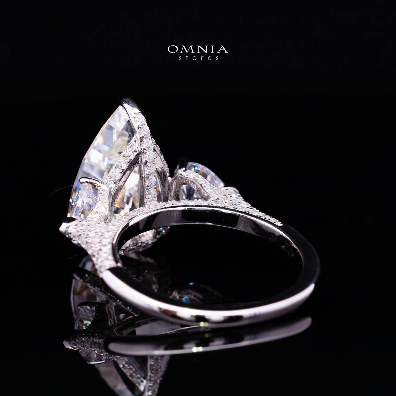 Maxene White Pear-Cut Solitaire Ring in 925 Silver with Premium Simulated diamond