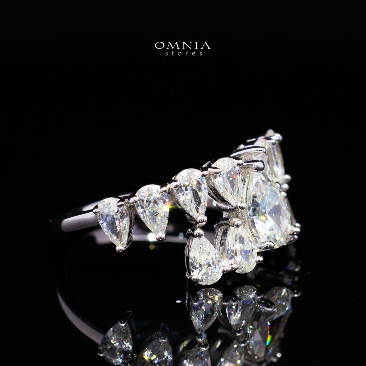 Cheska White Pear-Cut Halo Ring in 925 Silver with Premium Simulated Diamonds - OMNIASTORES KSA