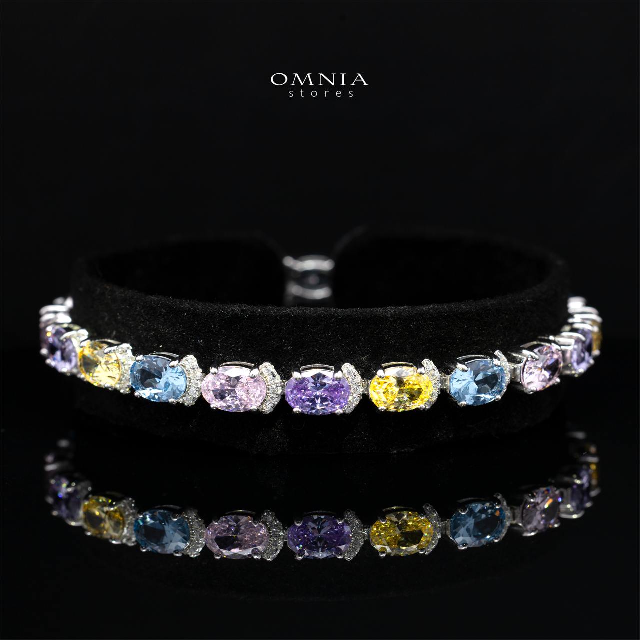 Angela Multicolor Bracelet in 925 Silver with Premium Simulated Diamonds - OMNIASTORES KSA