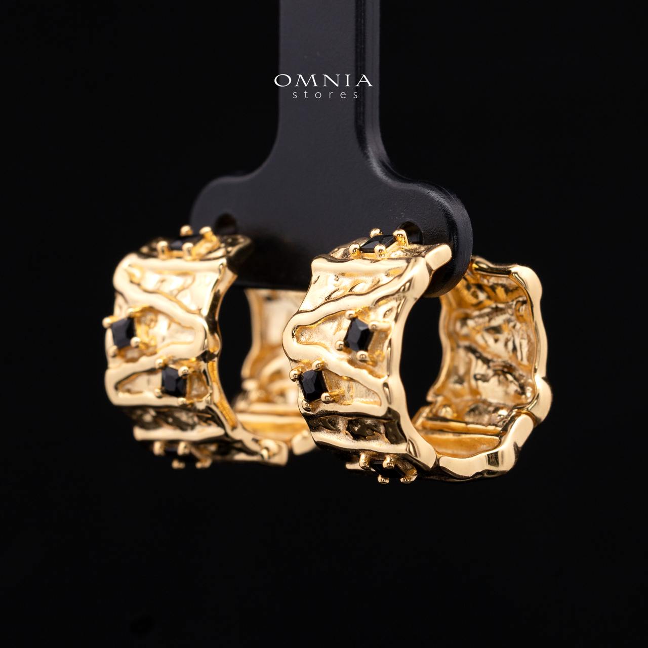 Giselle Gold-Plated Hoop Ring in 925 Silver with Premium Simulated Diamonds - OMNIASTORES KSA