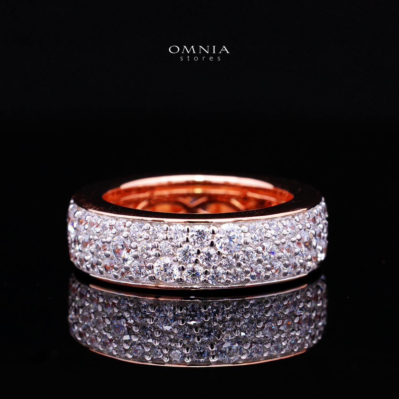 Janna Rose Gold Ring in 925 Silver with Premium Simulated Diamonds - OMNIASTORES KSA
