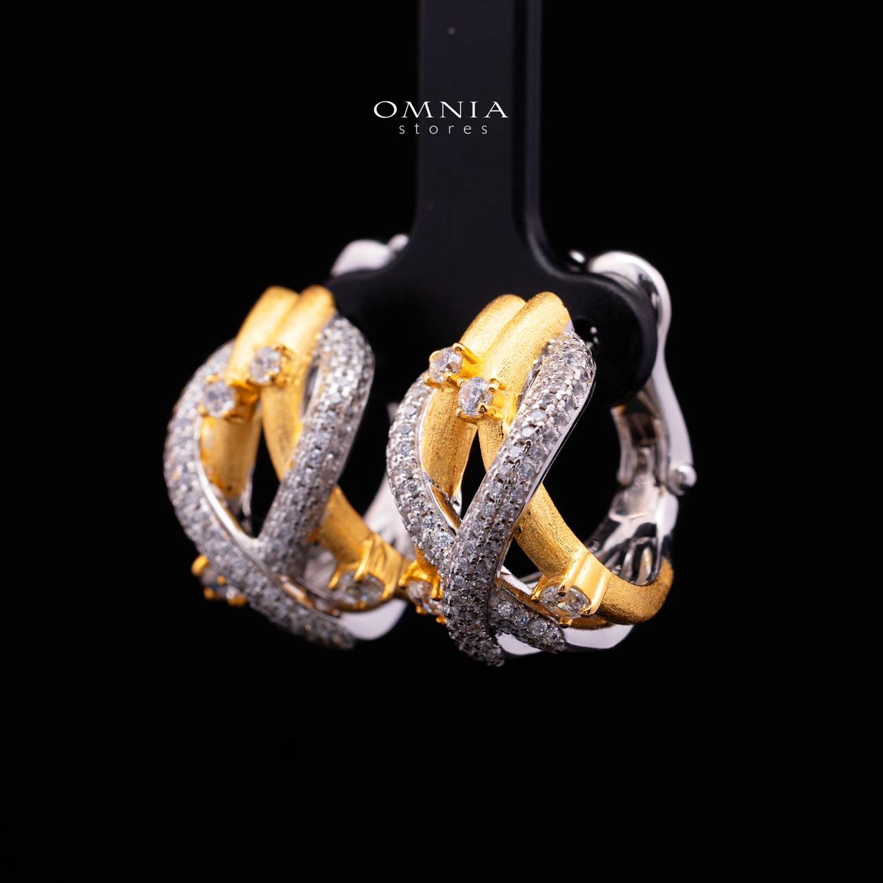 Zynera Clip-On Earrings Gold Plated with Premium Simulated Diamonds in 925 Sterling Silver
