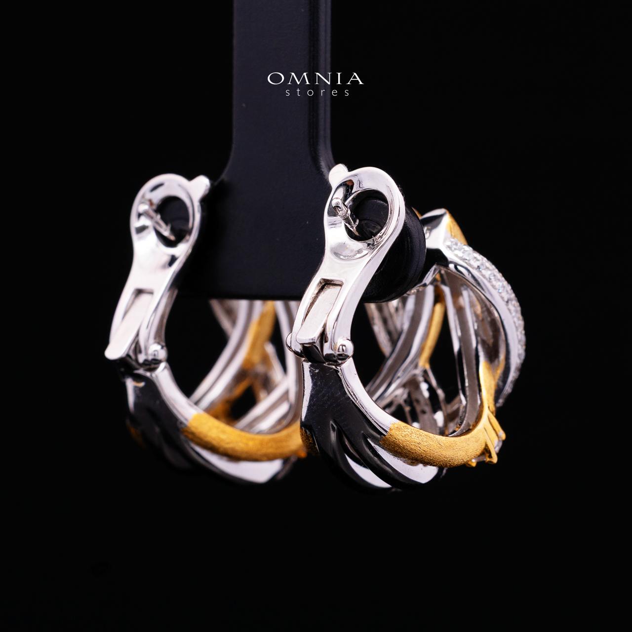 Zynera Clip-On Earrings Gold Plated with Premium Simulated Diamonds in 925 Sterling Silver