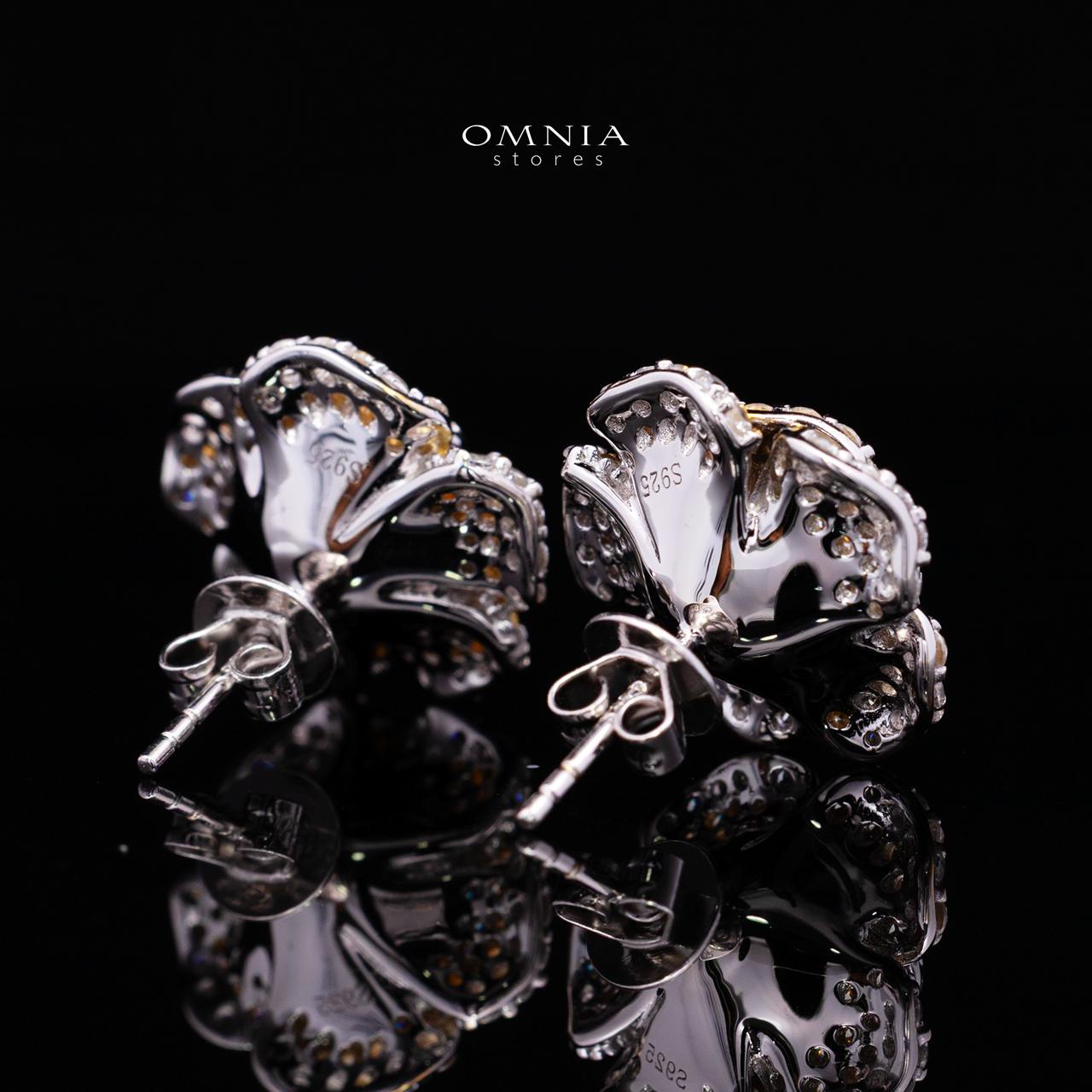 Safiyah Yellow Rose Stud Earrings 925 Sterling Silver | Premium Brilliant-Cut Simulated Diamonds - OMNIASTORES KSA