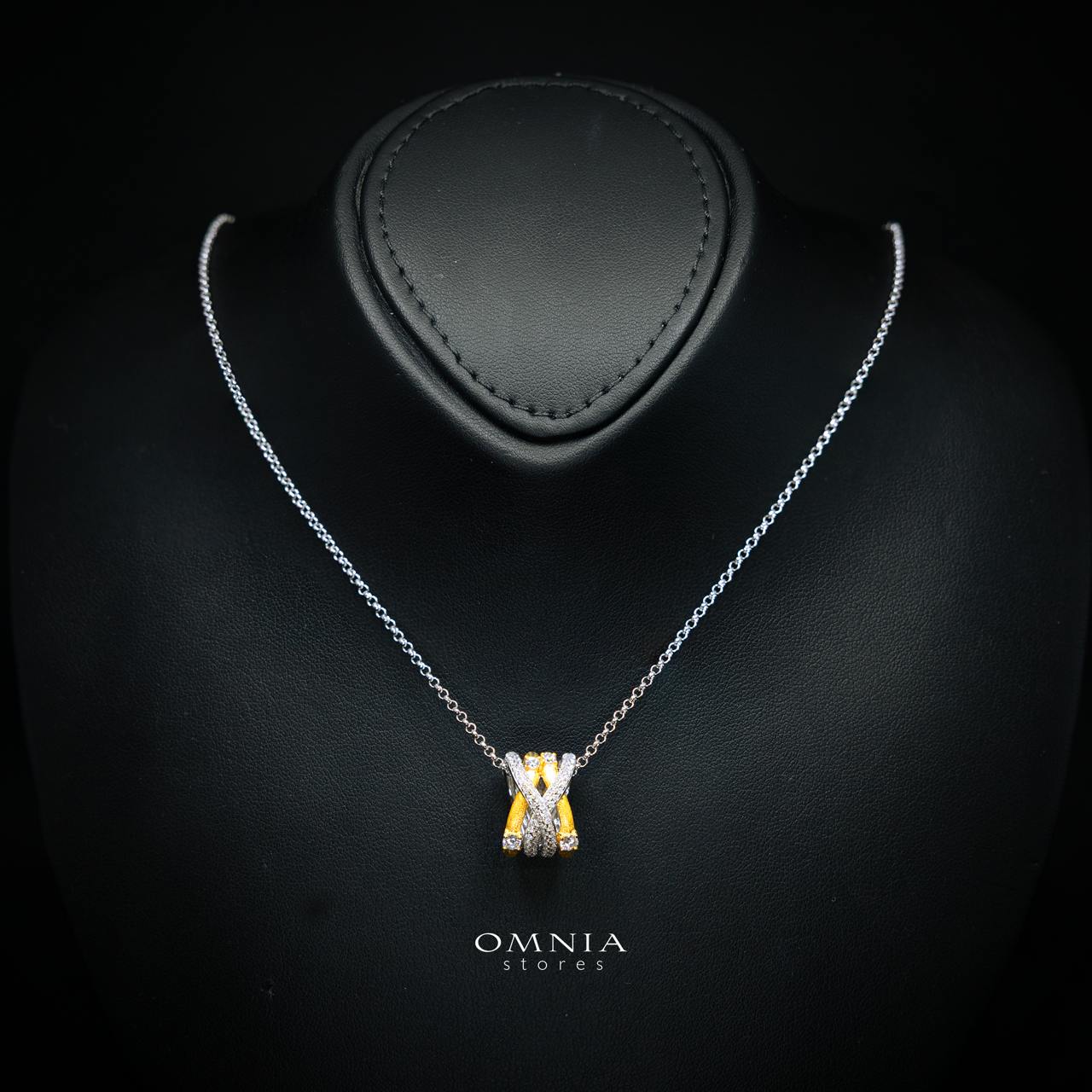 Zynera Gold Plated Necklace with Premium Simulated Diamonds in 925 Silver