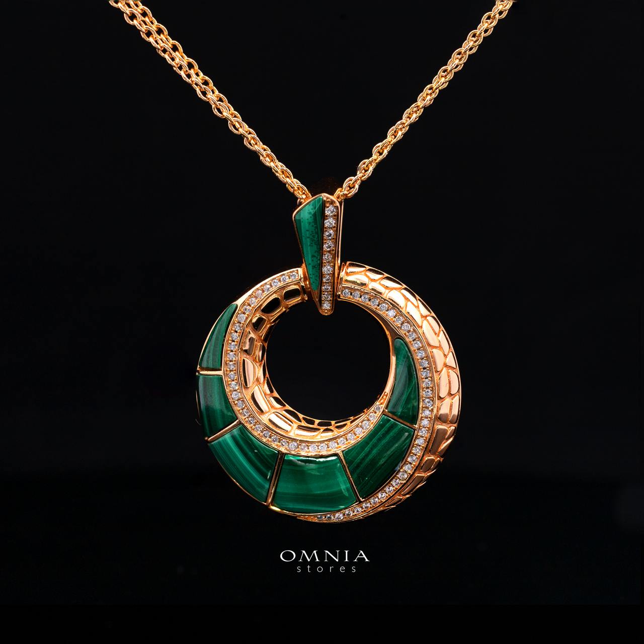 Tahiraa Green Gold-Plated Necklace with High-Quality Premium Simulated Diamonds in 925 Sterling Silver