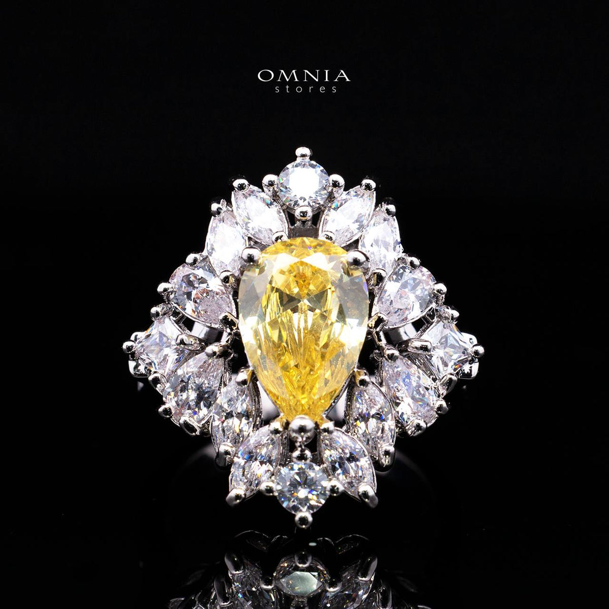 Omnia Suhana Yellow Bridal Full Set in High Quality Simulated Diamonds Premium Rhodium Plated