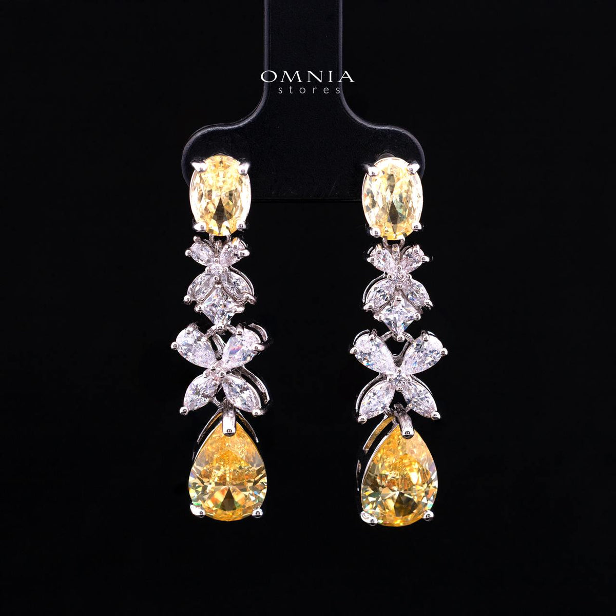 Omnia Suhana Yellow Bridal Full Set in High Quality Simulated Diamonds Premium Rhodium Plated