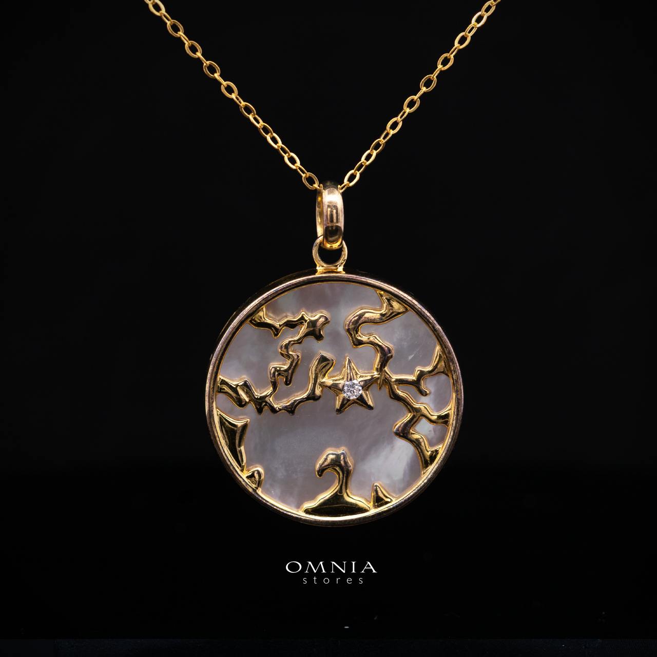 Omnia Celeste Mother of Pearl Pendant Necklace With Star Detail in High Quality Gold Plated - OMNIASTORES KSA