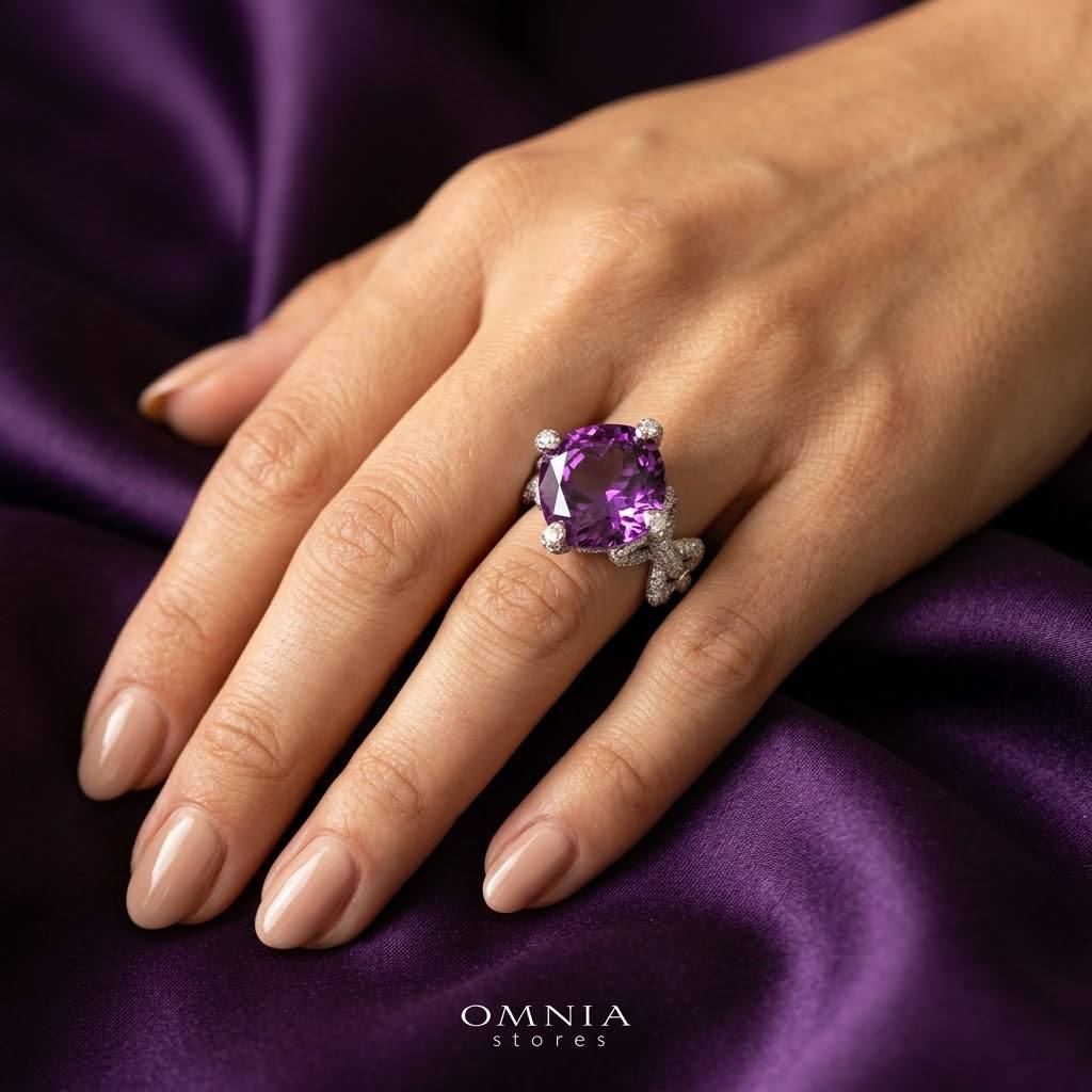 Omnia Farhana Ring 92.5 Silver High Quality Simulated diamonds - OMNIASTORES KSA