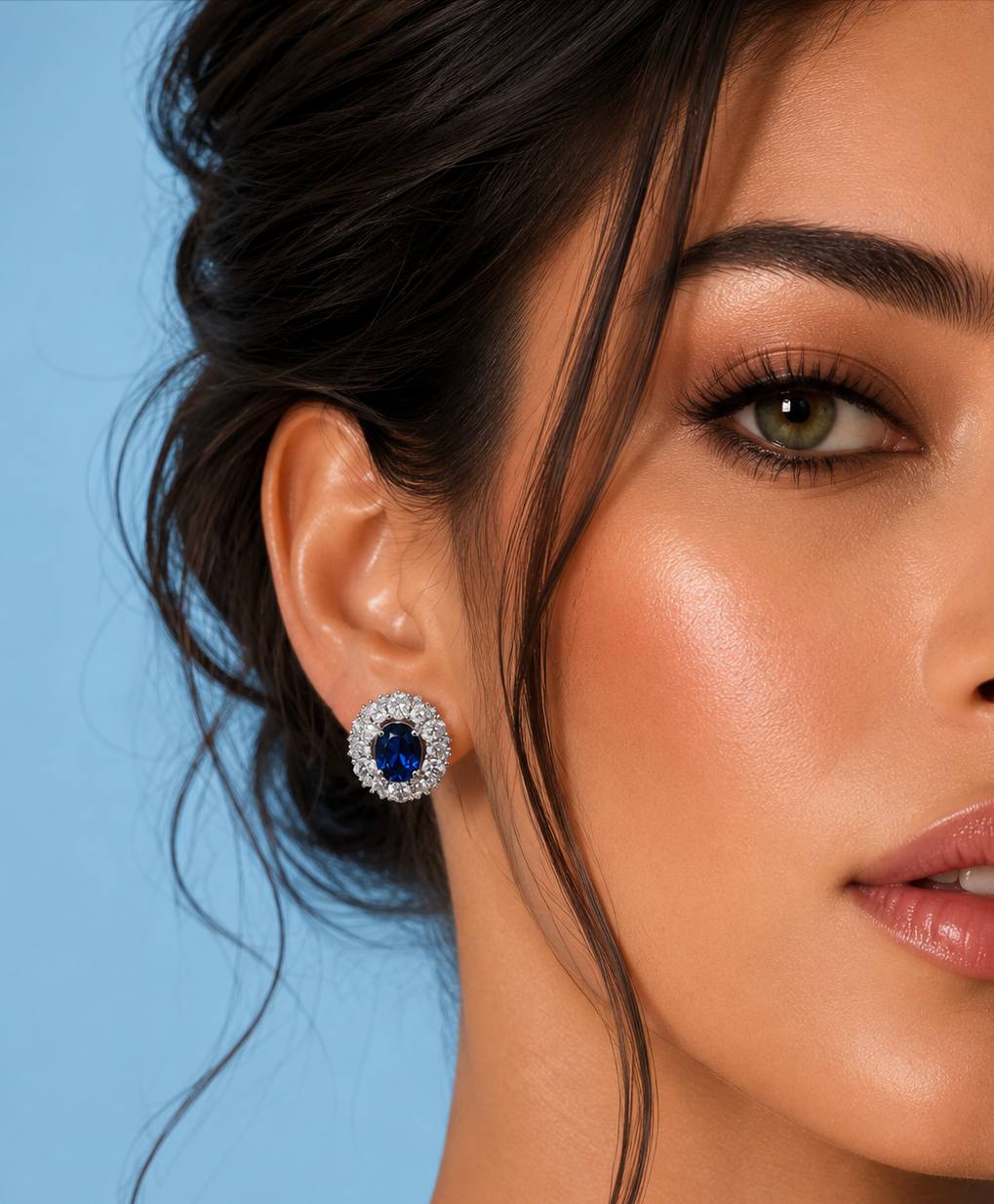 Amilah Lab Grown Sapphire Blue Stones With GRC Certified Earrings in 925 Silver - OMNIASTORES KSA