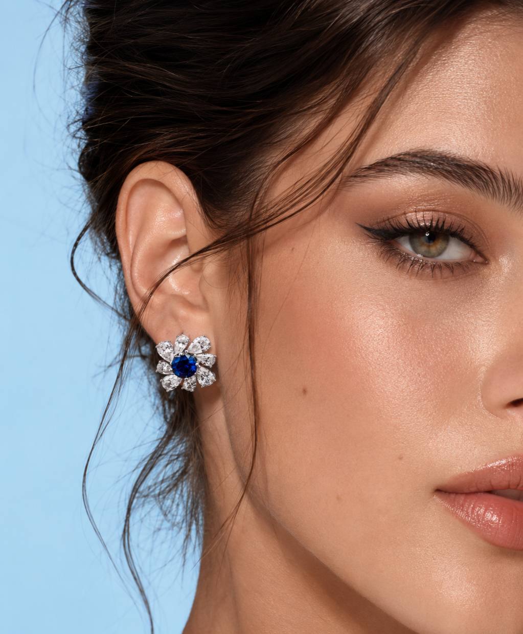 Jinan Lab Grown Sapphire Blue Stones With GRC Certified Earrings in 925 Silver - OMNIASTORES KSA