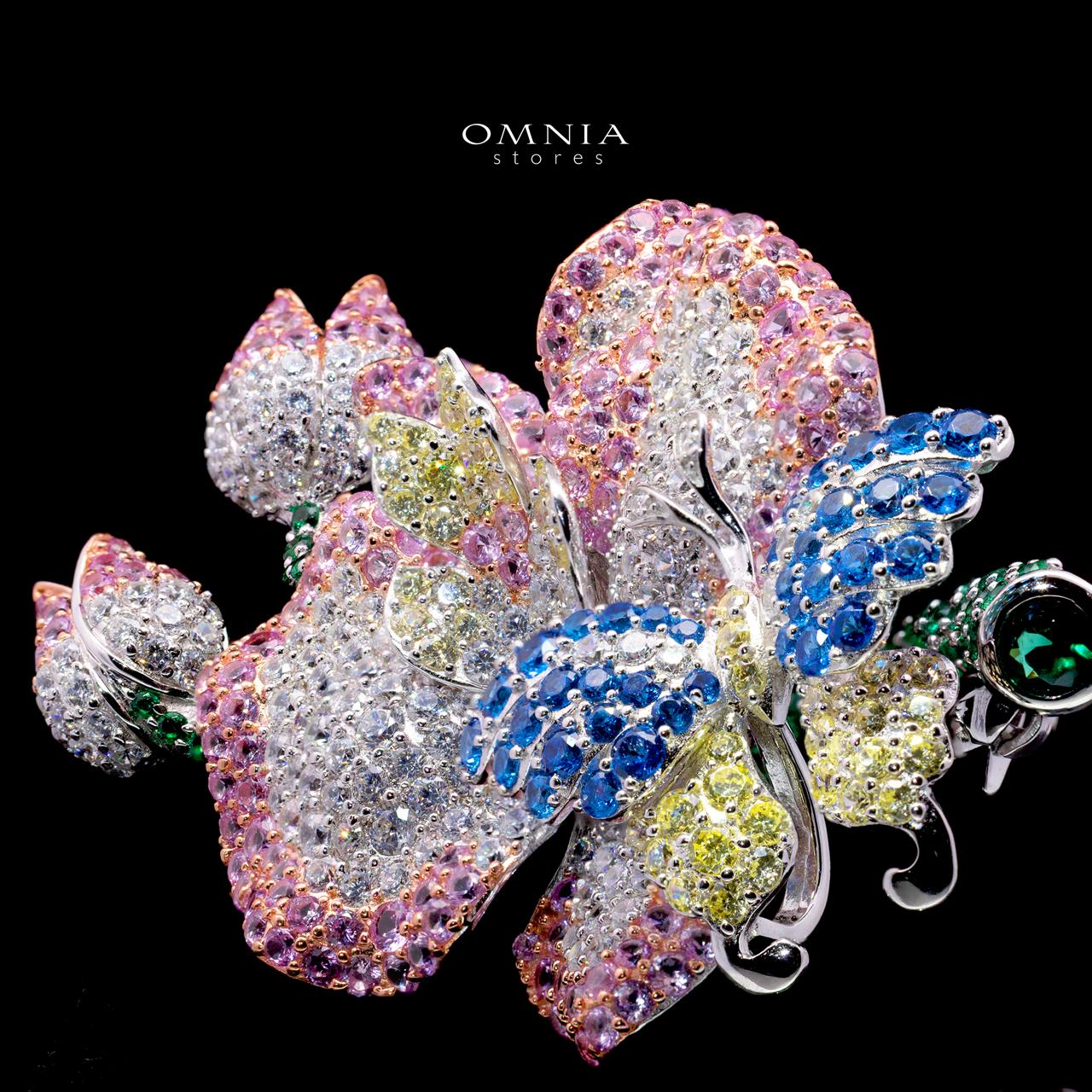 Geena Brooch with High-Quality Simulated Diamonds in 925 Sterling Silver