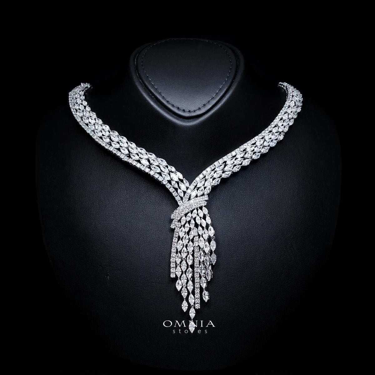 Omnia Fatma White Luxury Bridal Full Set in High Quality Zircon Stone in Premium Rhodium Plating - OMNIASTORES UAE