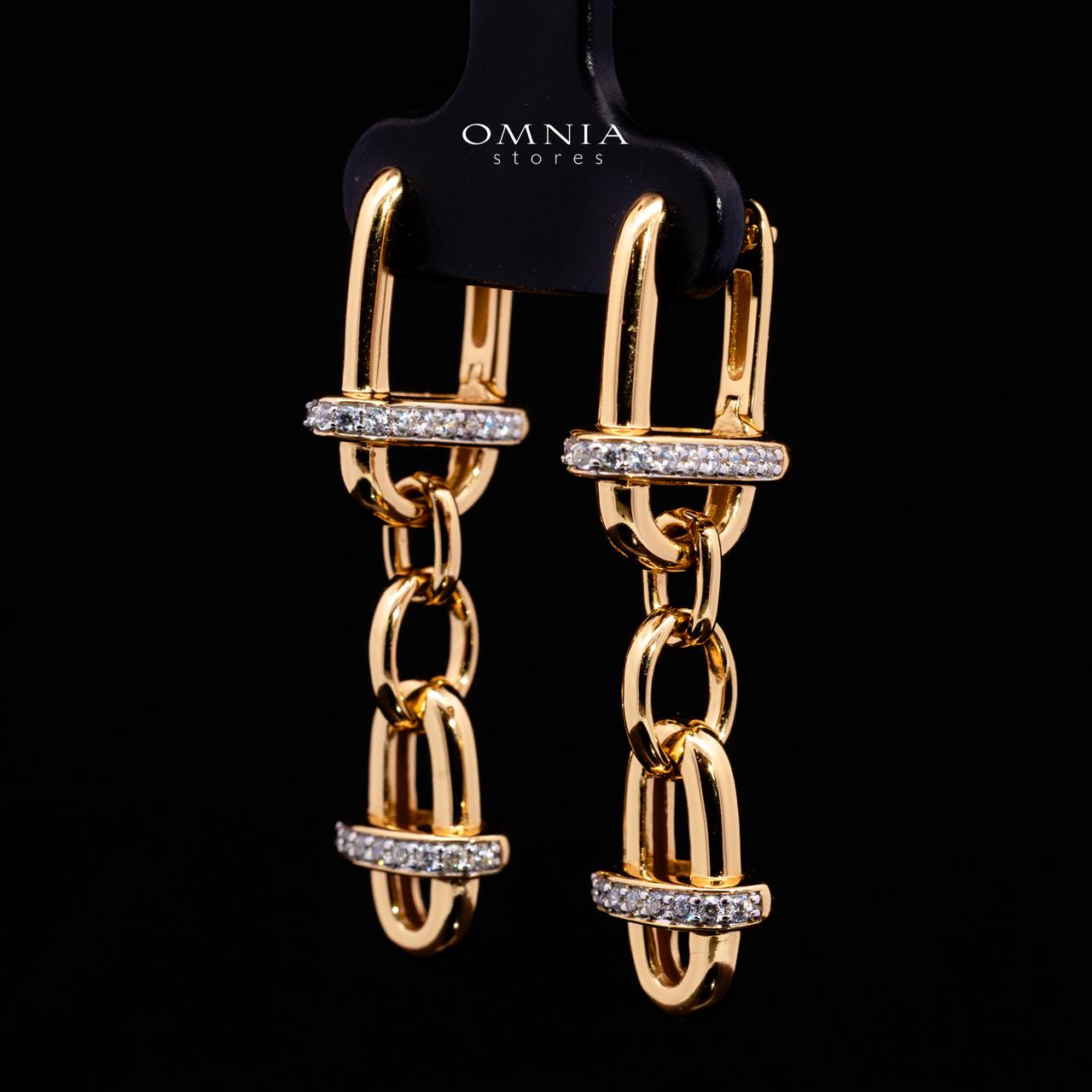 Marla Gold and White Earring with High-Quality Simulated Diamonds in 925 Silver