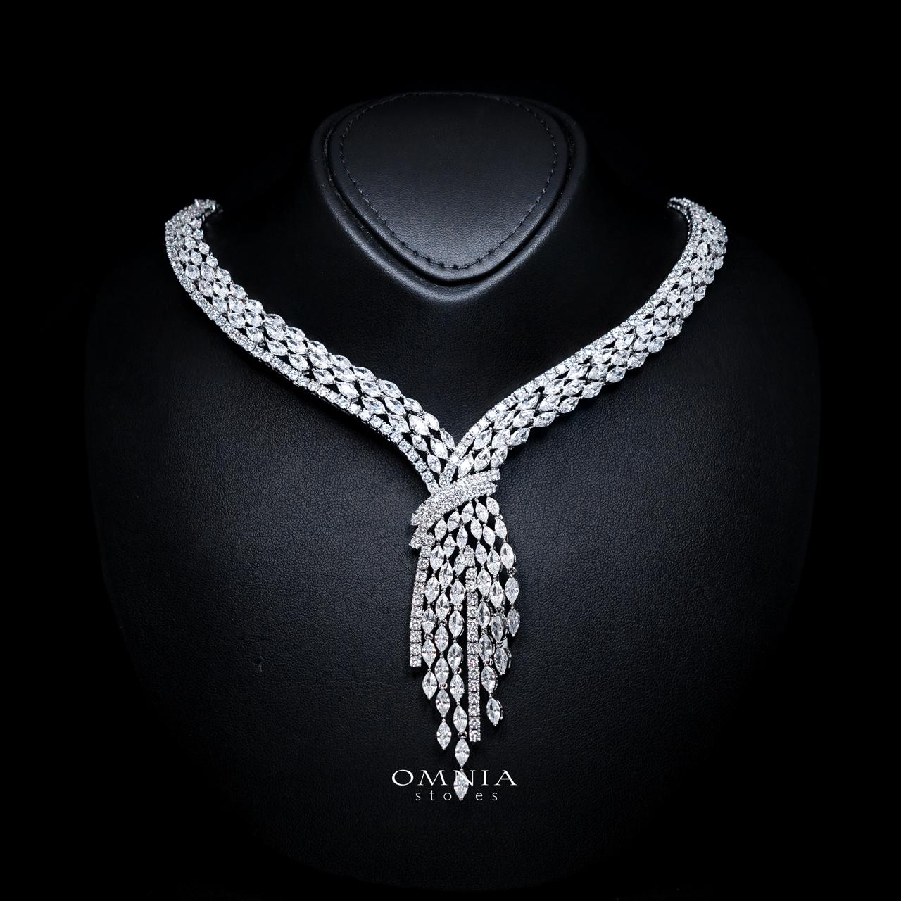 Omnia Fatma White Luxury Bridal Full Set in High Quality Zircon Stone in Rhodium Plated - OMNIASTORES KSA