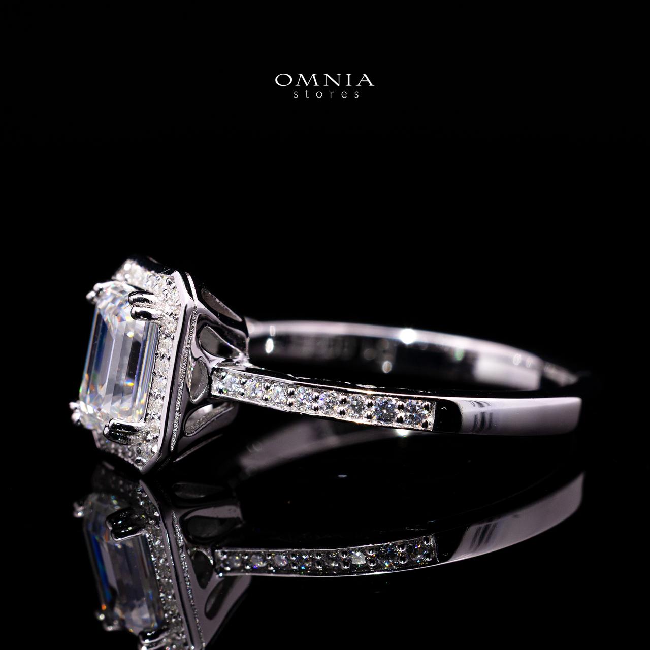 Diane Emerald-Cut Moissanite Ring 5x7mm (1CT) in 925 Sterling Silver