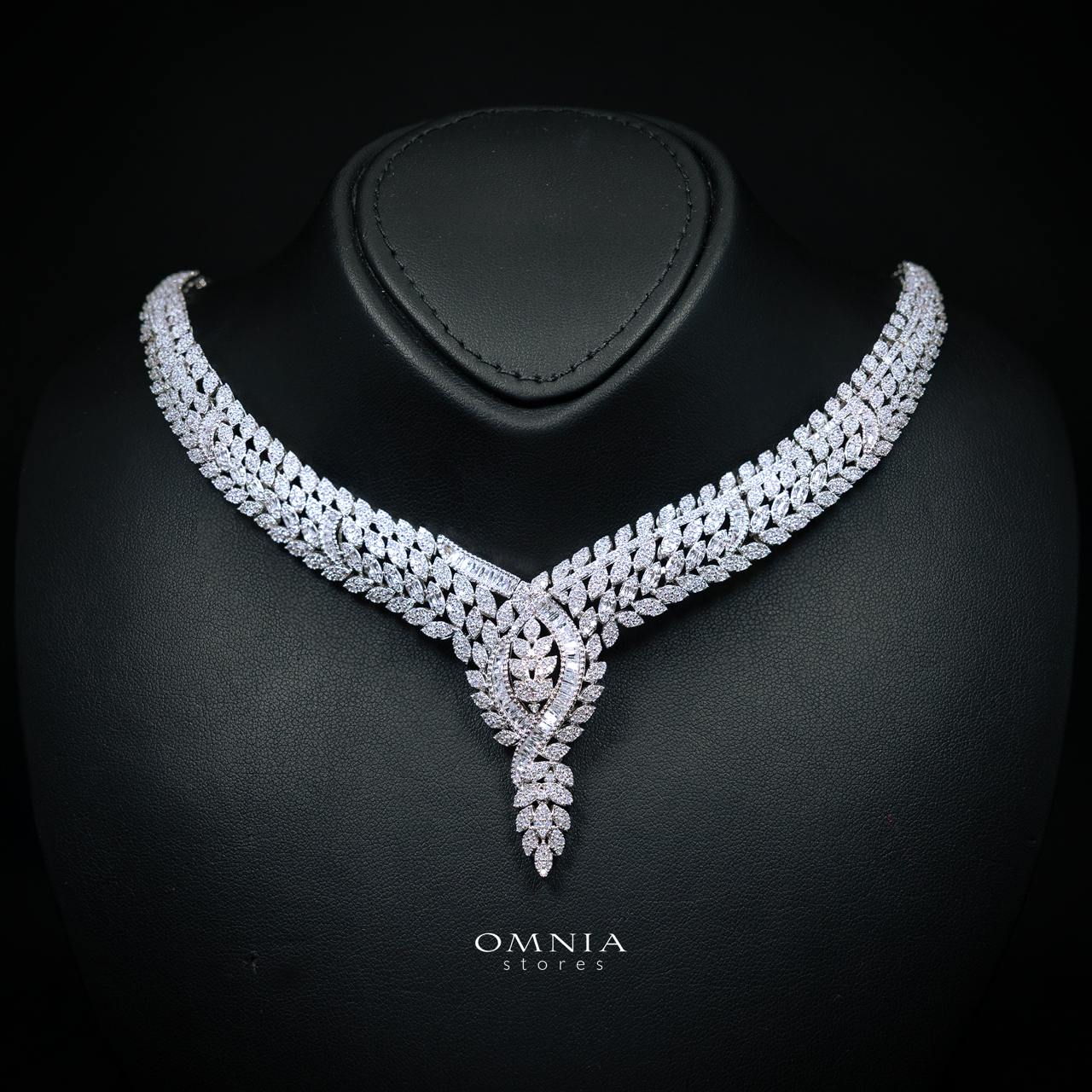 Suhayza White Luxury Bridal Full Set with High-Quality Simulated Diamonds and Rhodium Plating