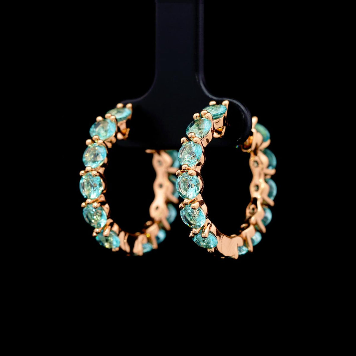 Fatinah Turquoise Premium Rhodium-Plated Alloy Earrings with High-Quality Simulated Diamonds