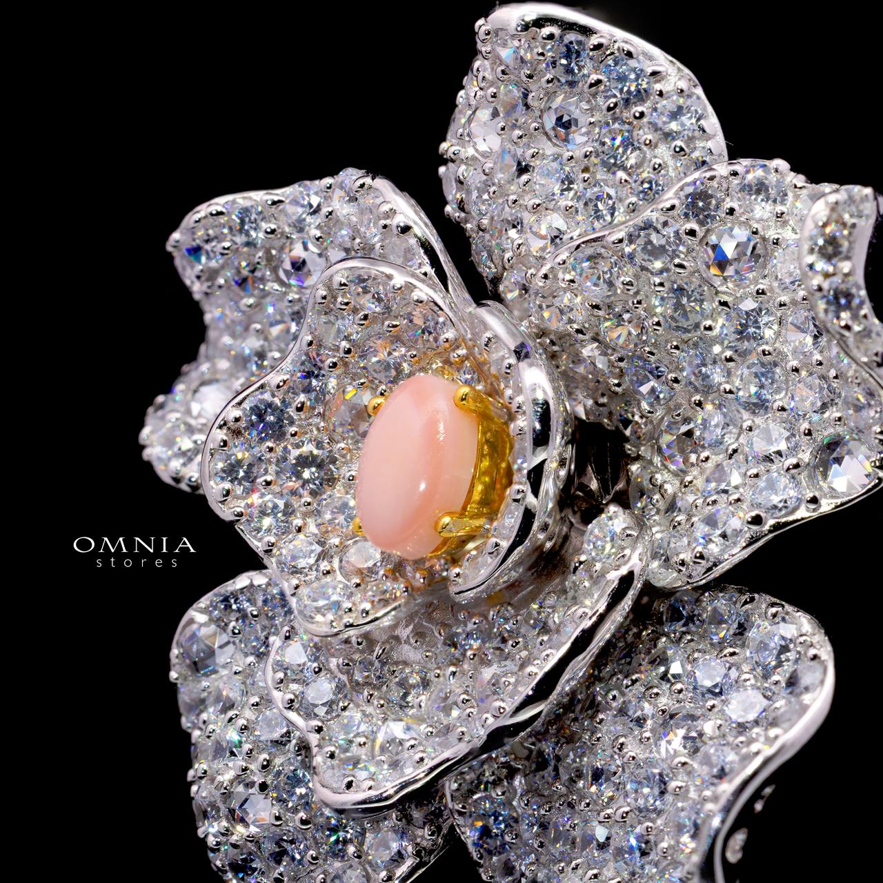 Cristela Brooch with High-Quality Simulated Diamonds in 925 Sterling Silver