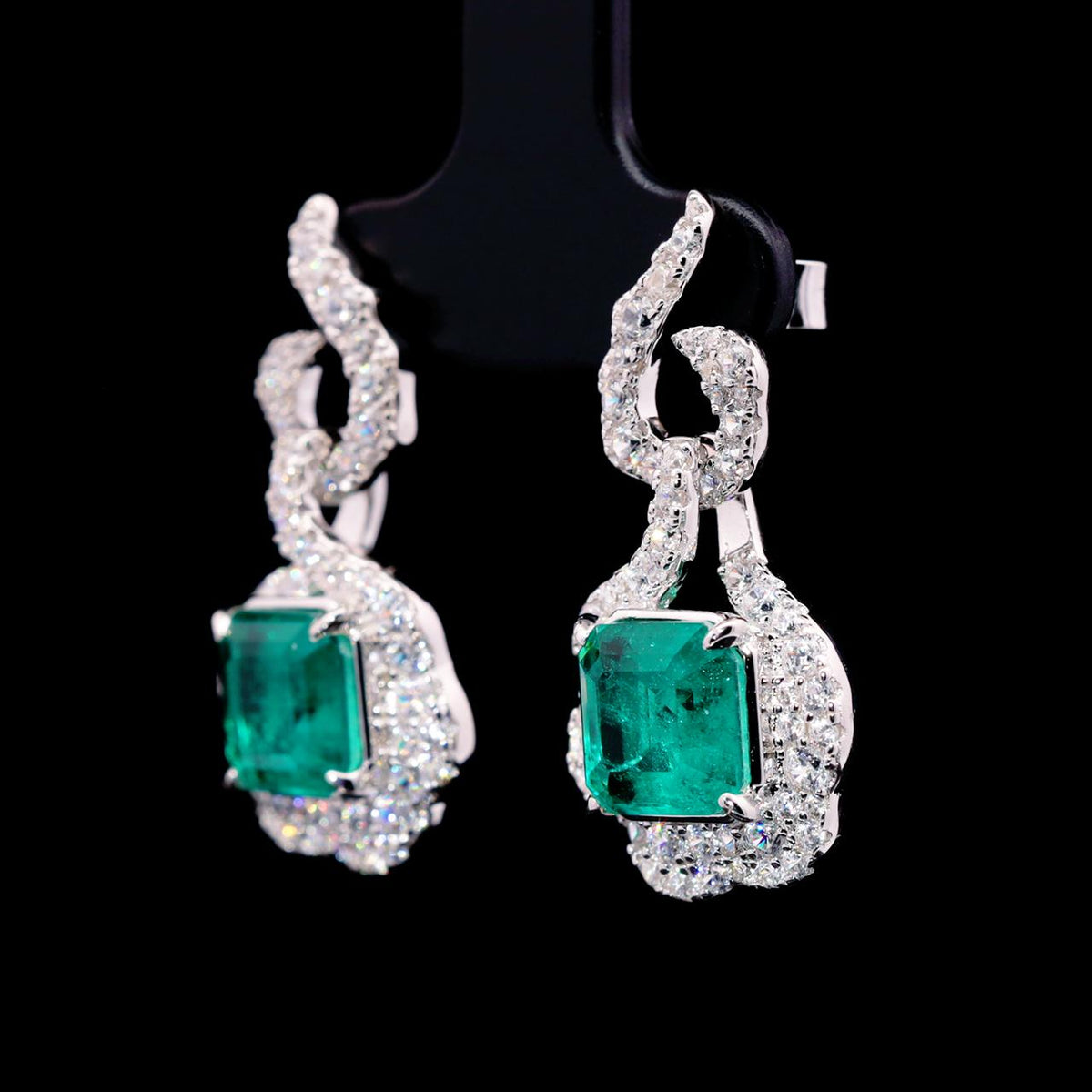 Dima Green Earrings with Certificate | Simulated Diamonds in 925 Sterling Silver