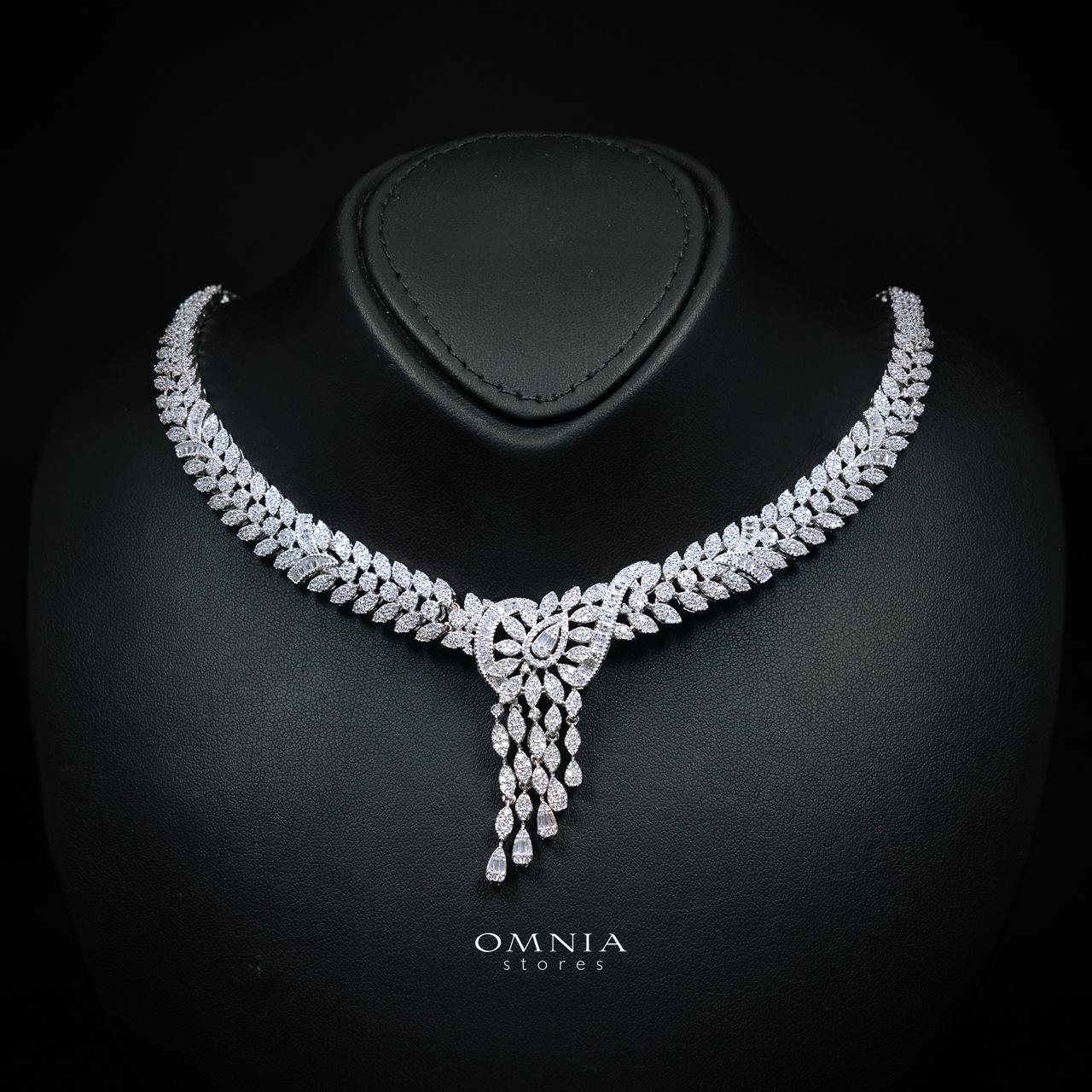 Mahsira White Luxury Bridal Full Set with High-Quality Simulated Diamonds and Rhodium Plating